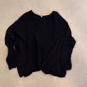 Free People Black V-Neck Sweater